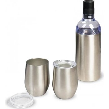 Wijnset met twee bekers zilver