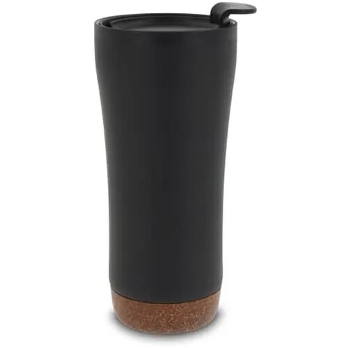 RVS thermosbeker met kurk detail Zwart 480 ml