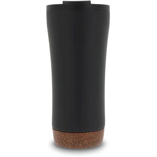 RVS thermosbeker met kurk detail Zwart 480 ml