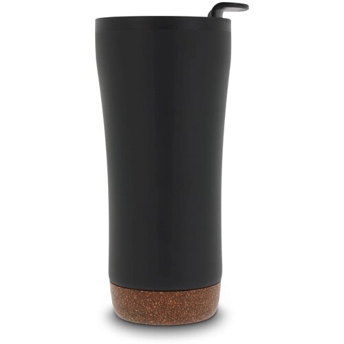 RVS thermosbeker met kurk detail Zwart 480 ml