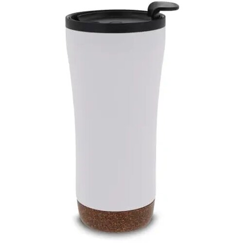 RVS thermosbeker met kurk detail Wit 480 ml