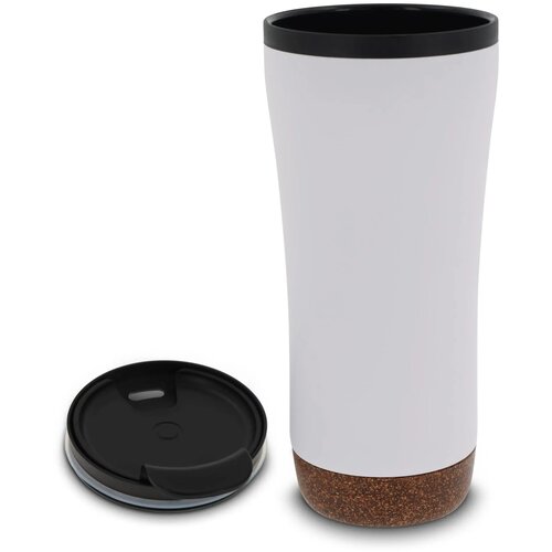 RVS thermosbeker met kurk detail Wit 480 ml