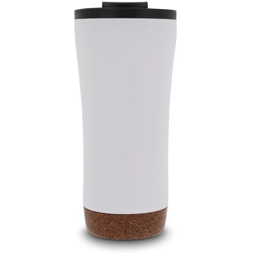 RVS thermosbeker met kurk detail Wit 480 ml