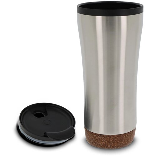 RVS thermosbeker met kurk detail Zilver 480 ml