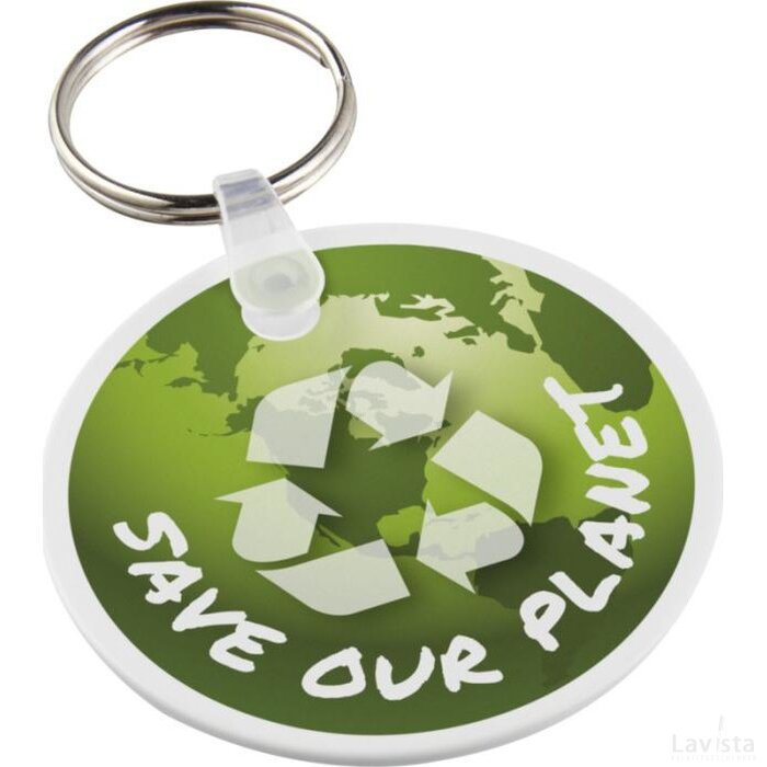 Tait cirkelvormige gerecyclede sleutelhanger Wit