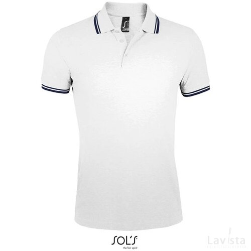 Pasadena heren polo 200g Pasadena men white / navy