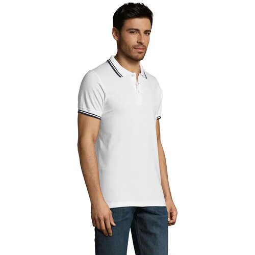 Pasadena heren polo 200g Pasadena men white / navy