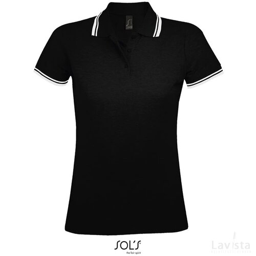 Pasadena dames polo 200g Pasadena women zwart/wit