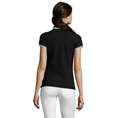 Pasadena dames polo 200g Pasadena women zwart/wit