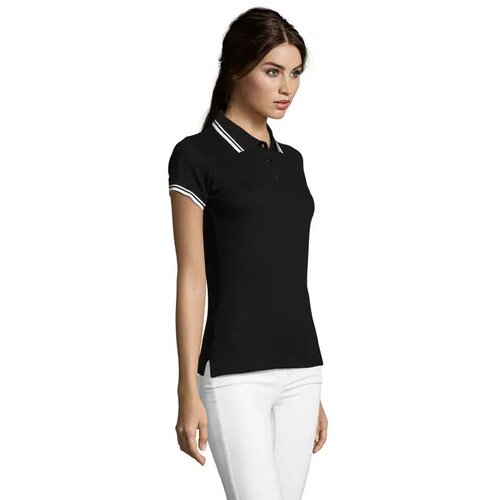 Pasadena dames polo 200g Pasadena women zwart/wit