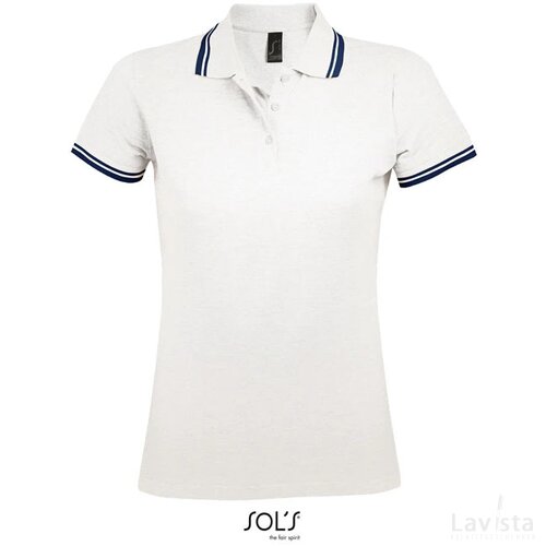 Pasadena dames polo 200g Pasadena women white / navy