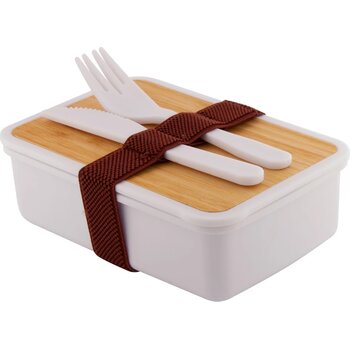 Eco lunchbox met bestekset Wit