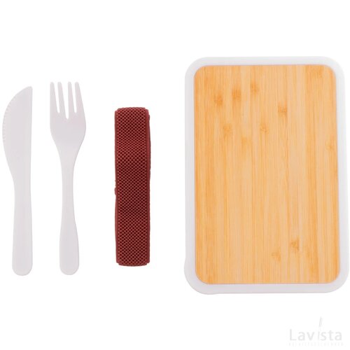 Eco lunchbox met bestekset Wit