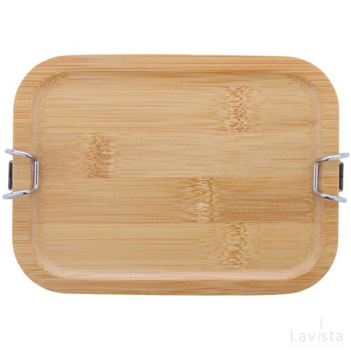 RVS lunchbox met bamboe deksel (750 ml) Zilver
