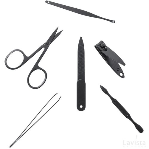 Manicure set in RPET etui (6-delig) Grijs