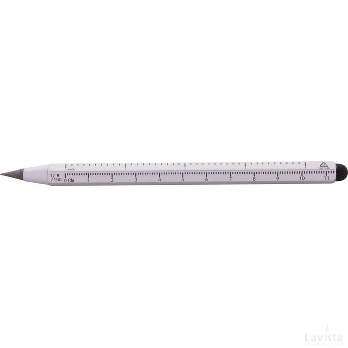 Ruloid Inktloze Pen Met Liniaal Zilver