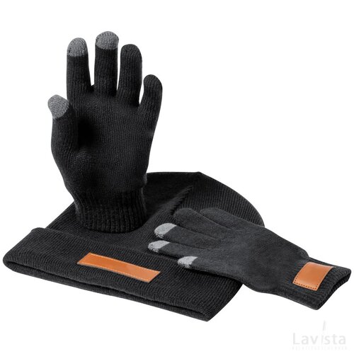 Prasan Muts En Handschoenen Set Zwart