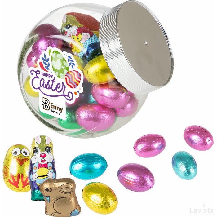 Kleine glazen pot met Paasmix