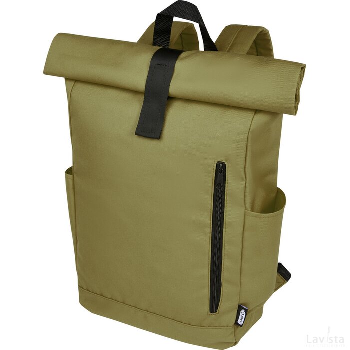 Byron 15,6" rugzak van GRS RPET met opgerolde bovenkant 18 L Olijf groen