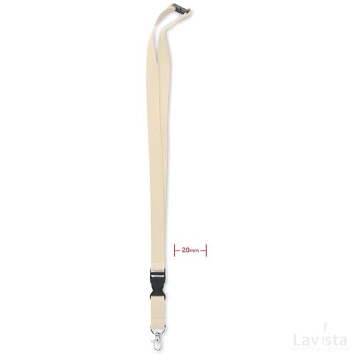 Lanyard met metalen haak 20mm Lannycot beige