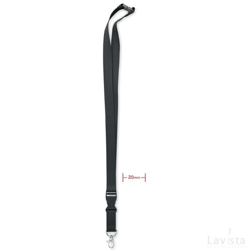 Lanyard met metalen haak 20mm Lannycot zwart