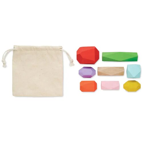 8 stapelbare houten stenen Dolmen beige
