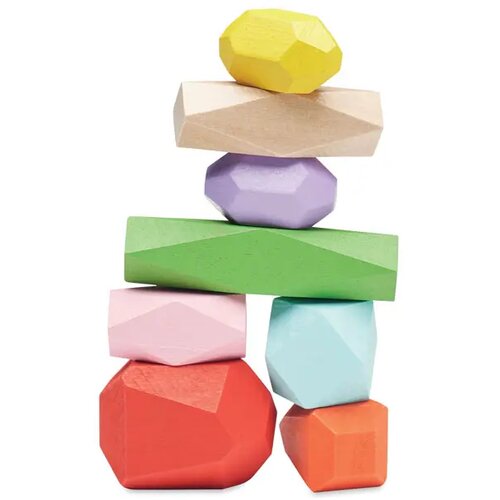 8 stapelbare houten stenen Dolmen beige