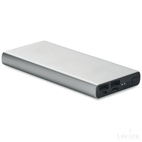 10000 mah powerbank Powerflat 8 c mat zilver