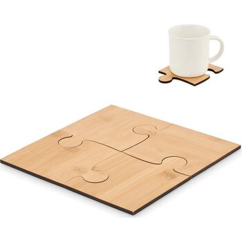 Set van 4 puzzel onderzetters Bruin