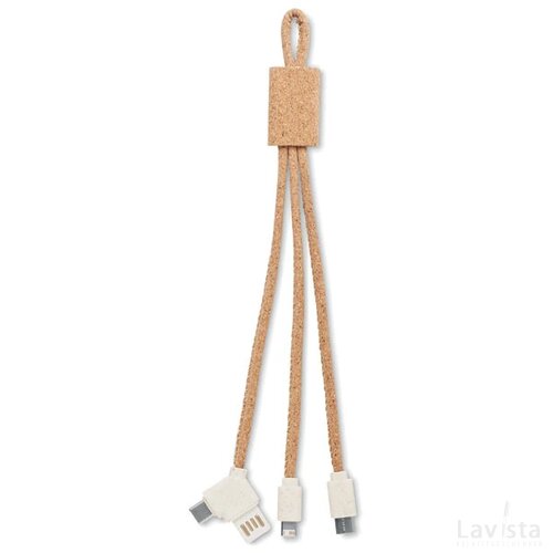  kurken 3 in 1 oplaadkabel Cabie beige