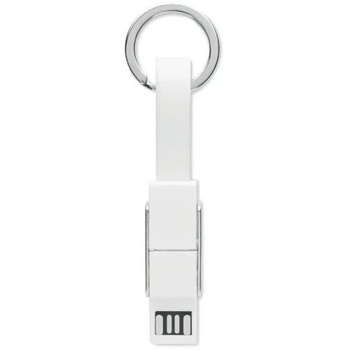 Sleutelhanger met 4-in-1 oplaadkabel Wit