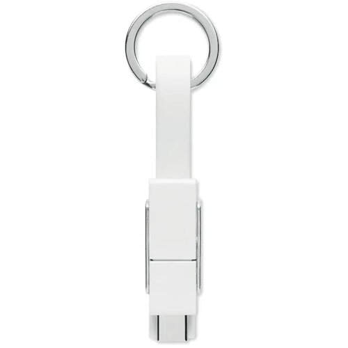 Sleutelhanger met 4-in-1 oplaadkabel Wit