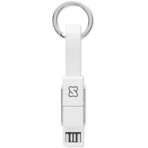 Sleutelhanger met 4-in-1 oplaadkabel Wit