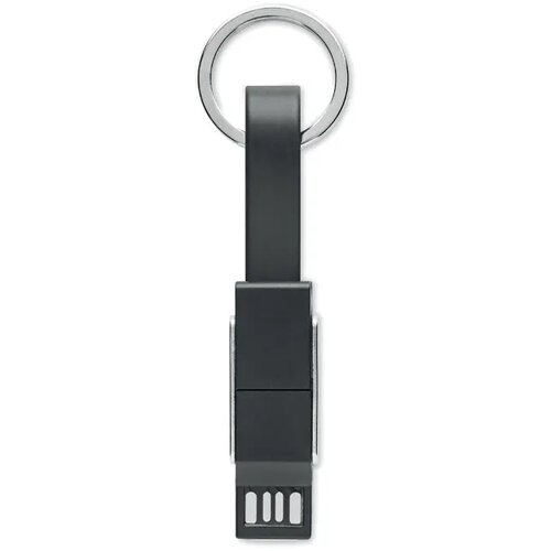 Sleutelhanger met 4-in-1 oplaadkabel Zwart