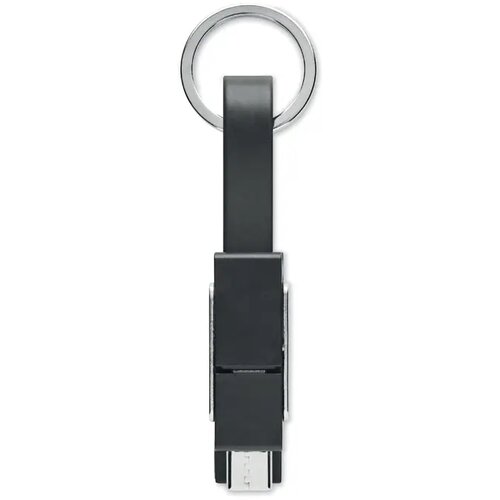Sleutelhanger met 4-in-1 oplaadkabel Zwart