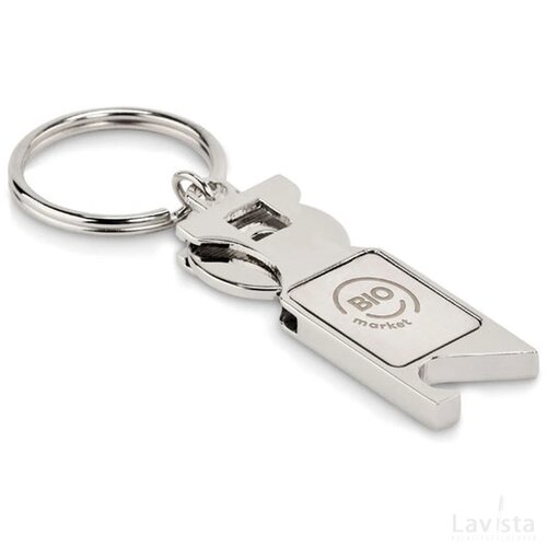 Euro munt sleutelhanger Tokeu mat zilver