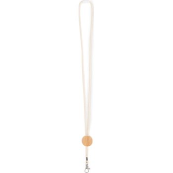 Katoenen lanyard metalen haak Kara beige