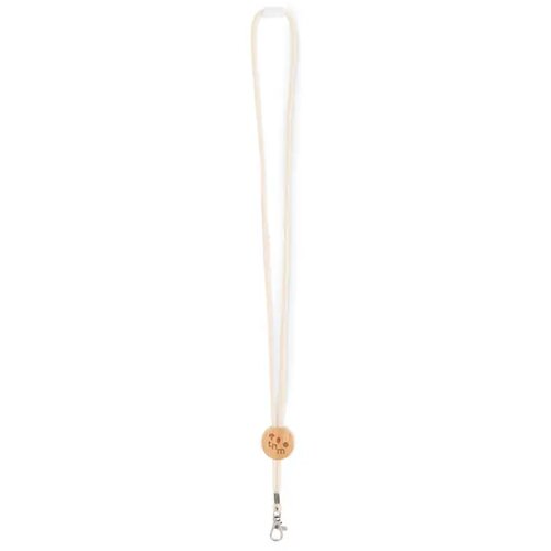 Katoenen keycord met bamboe detail Beige