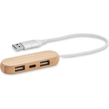 3-poorts usb-hub Vina c hout