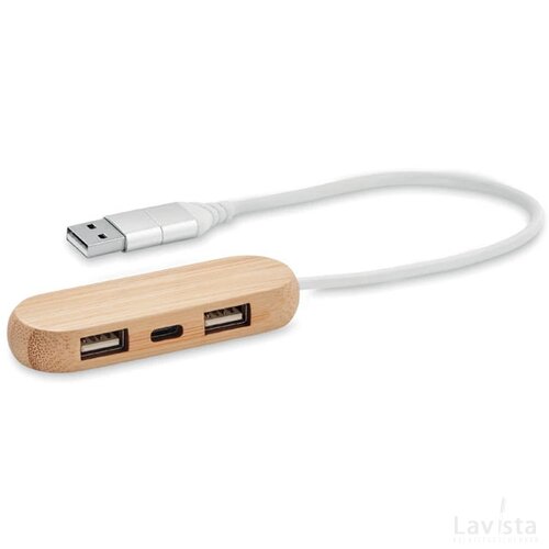 3-poorts usb-hub Vina c hout
