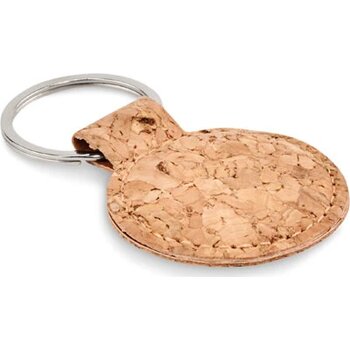 Ronde sleutelhanger van kurk Cincin beige