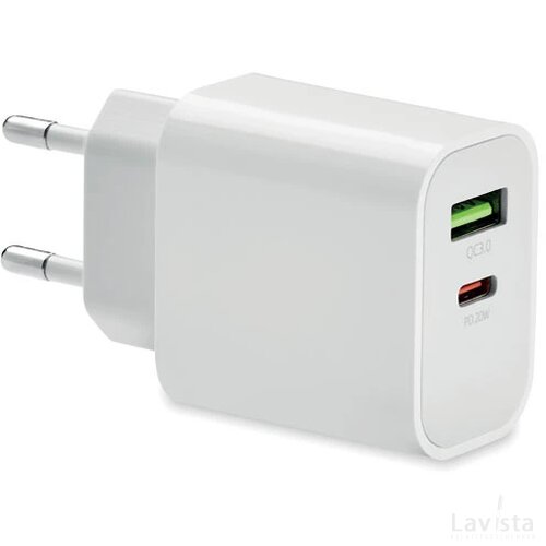 18w 2-poorts usb eu-stekker Port wit