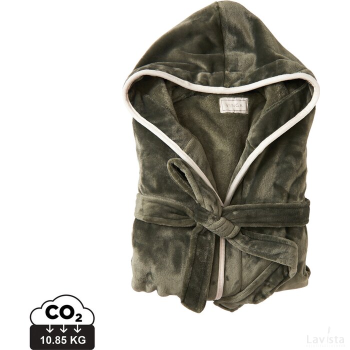 VINGA Louis luxe pluche RPET badjas maat L-XL groen