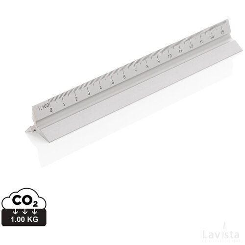Aluminium driehoekige liniaal 15 cm zilver