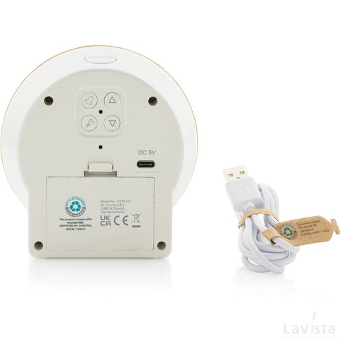 Utah RCS rplastic en bamboe LCD bureauklok bruin