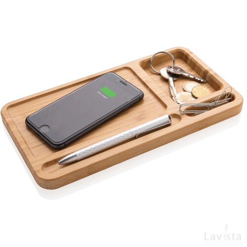 Bamboe bureau-organizer 10W draadloze oplader bruin