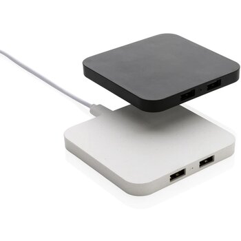 RCS gerecycled plastic 10W draadloos oplader met USB-poorten wit