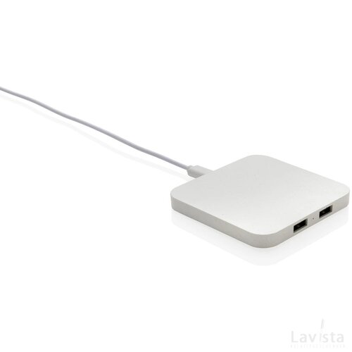RCS gerecycled plastic 10W draadloos oplader met USB-poorten wit