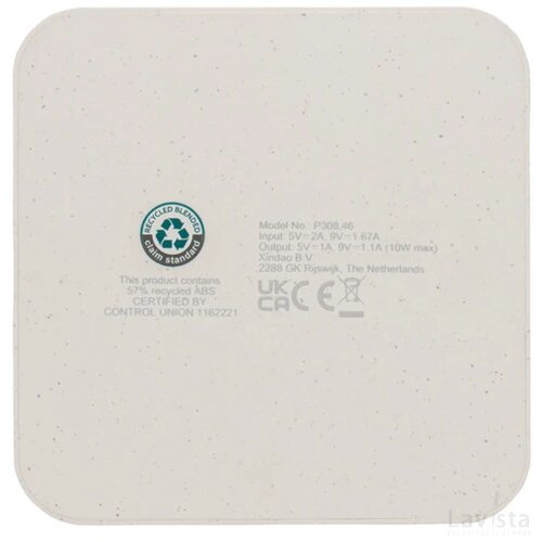 RCS gerecycled plastic 10W draadloos oplader met USB-poorten wit