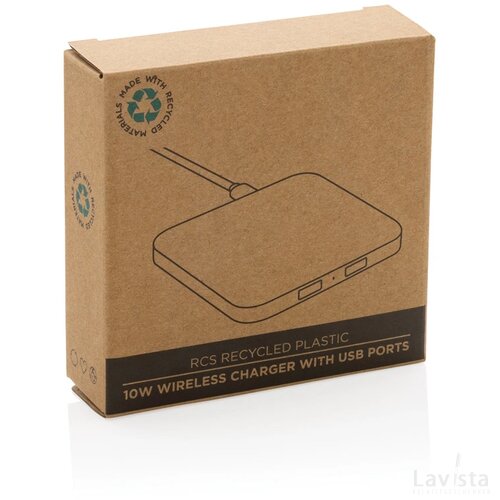 RCS gerecycled plastic 10W draadloos oplader met USB-poorten wit